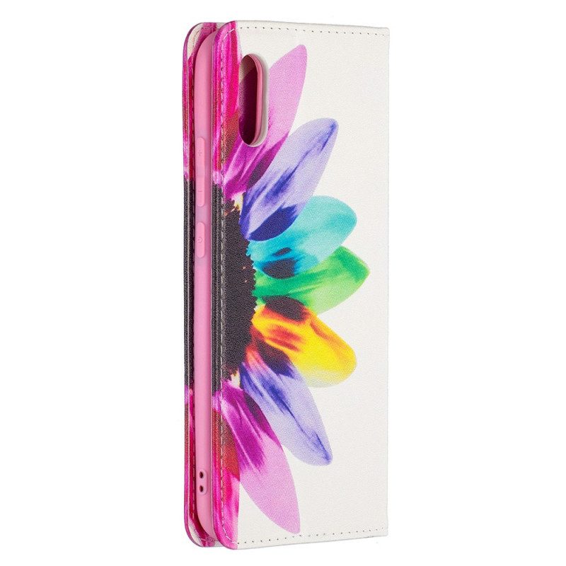 Folio Cover Xiaomi Redmi 9A Custodia in pelle Fiore Dell'acquerello