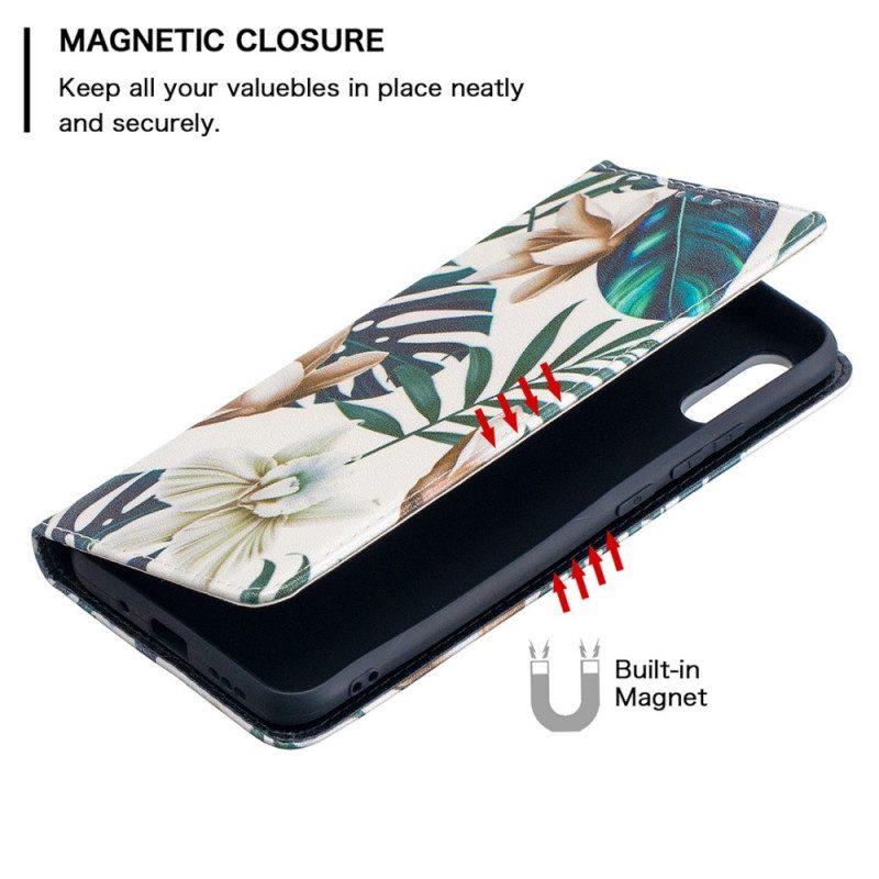 Folio Cover Xiaomi Redmi 9A Custodia in pelle Foglie