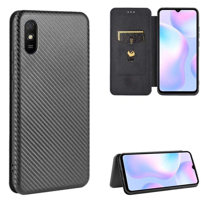 Folio Cover Xiaomi Redmi 9A Custodia in pelle Silicone Colorato Al Carbonio