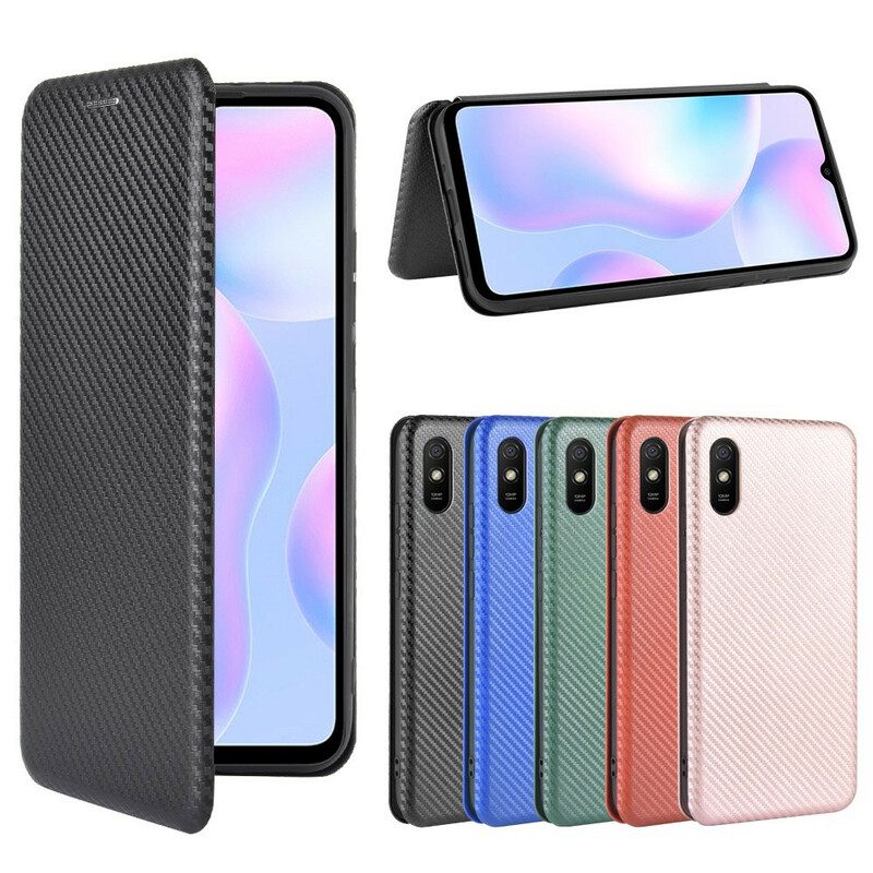 Folio Cover Xiaomi Redmi 9A Custodia in pelle Silicone Colorato Al Carbonio