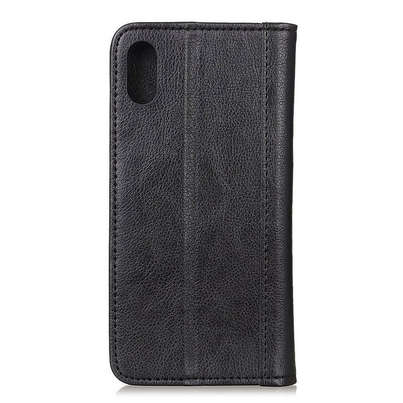 Folio Cover Xiaomi Redmi 9A Custodia in pelle Versione In Crosta Di Litchi