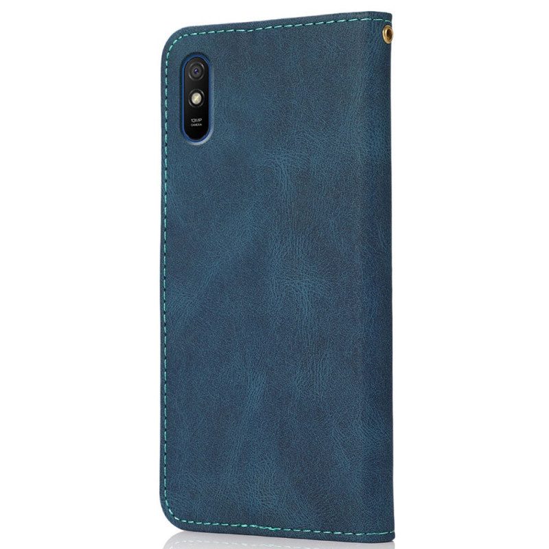 Folio Cover Xiaomi Redmi 9A Ecopelle Triangolare Bicolore