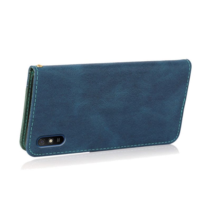 Folio Cover Xiaomi Redmi 9A Ecopelle Triangolare Bicolore