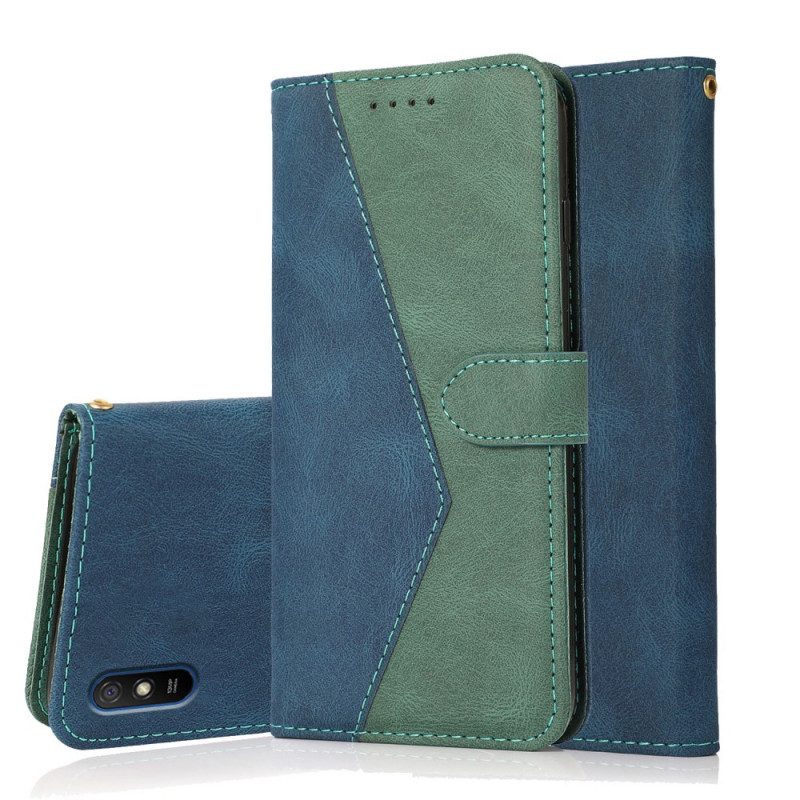 Folio Cover Xiaomi Redmi 9A Ecopelle Triangolare Bicolore