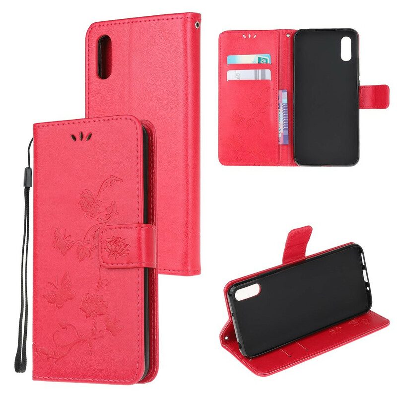 Folio Cover Xiaomi Redmi 9A Farfalle E Fiori Asiatici