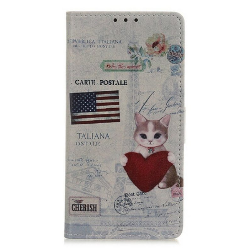 Folio Cover Xiaomi Redmi 9A Gatto Viaggiatore