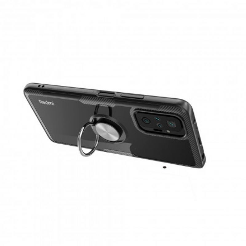 Cover Xiaomi Redmi Note 10 Pro Anello In Metallo In Fibra Di Carbonio