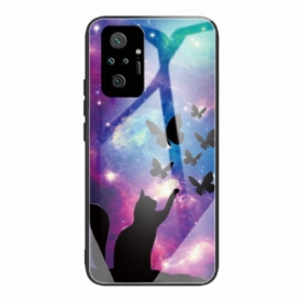 Cover Xiaomi Redmi Note 10 Pro Gatto In Vetro Temperato E Farfalle Nello Spazio