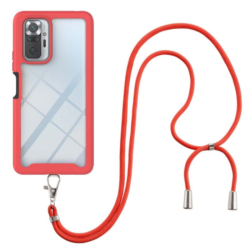 Cover Xiaomi Redmi Note 10 Pro Ibrido Con Cordoncino E Contorno Colorato