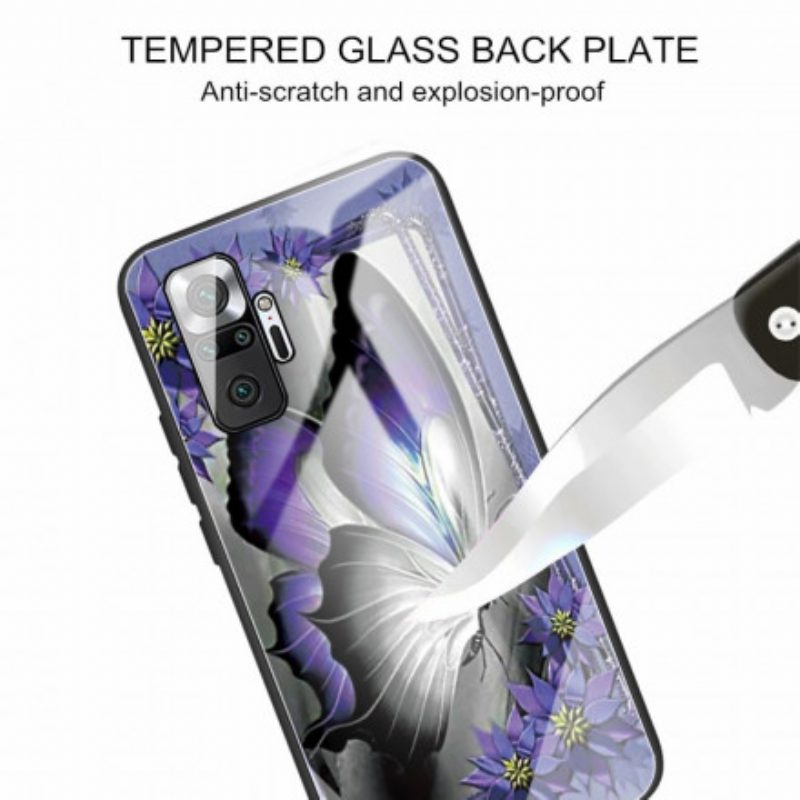 Cover Xiaomi Redmi Note 10 Pro Vetro Temperato Farfalla Viola