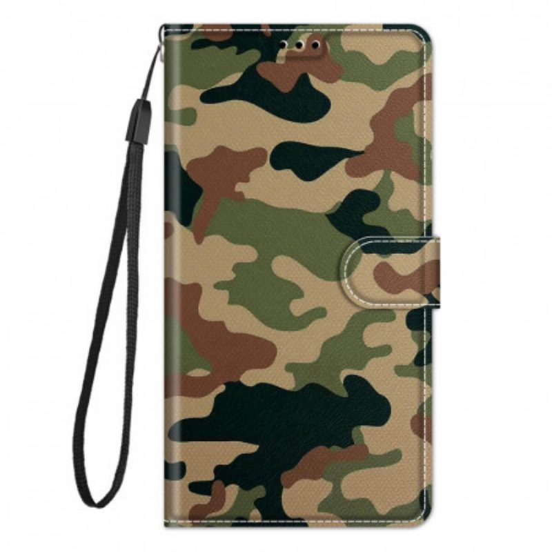 Custodia in pelle Xiaomi Redmi Note 10 Pro Camouflage Militare Strappy