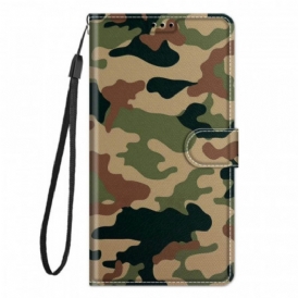 Custodia in pelle Xiaomi Redmi Note 10 Pro Camouflage Militare Strappy