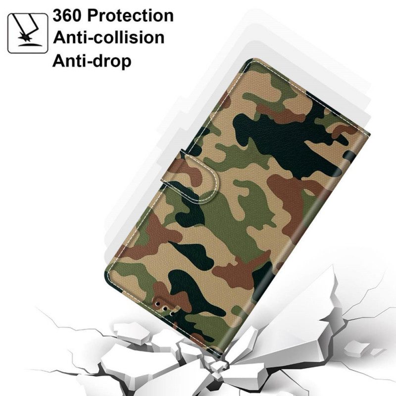 Custodia in pelle Xiaomi Redmi Note 10 Pro Camouflage Militare Strappy