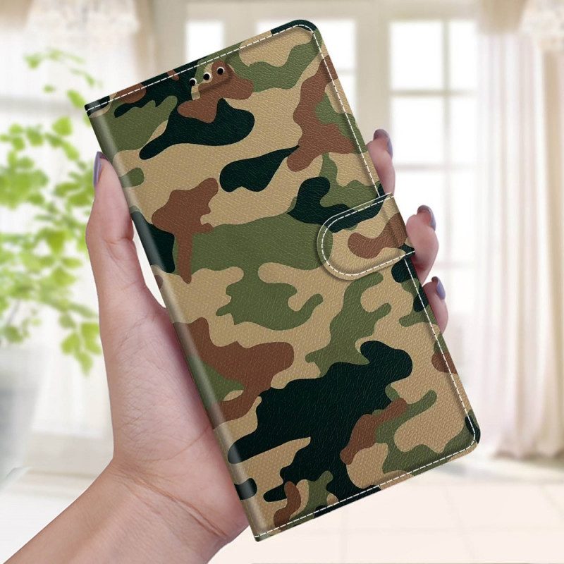 Custodia in pelle Xiaomi Redmi Note 10 Pro Camouflage Militare Strappy