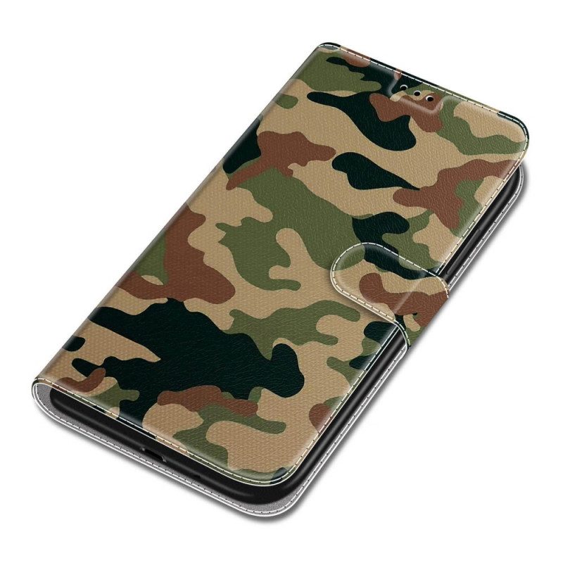 Custodia in pelle Xiaomi Redmi Note 10 Pro Camouflage Militare Strappy