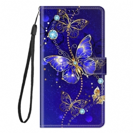 Custodia in pelle Xiaomi Redmi Note 10 Pro Cinturino Farfalle Ventaglio