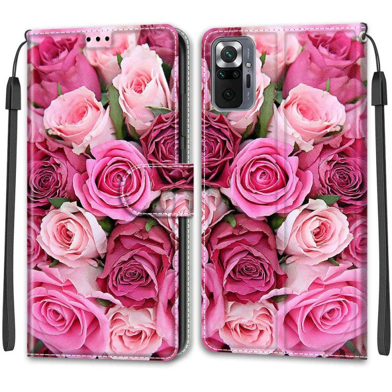 Custodia in pelle Xiaomi Redmi Note 10 Pro Cinturino Rose