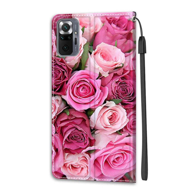 Custodia in pelle Xiaomi Redmi Note 10 Pro Cinturino Rose