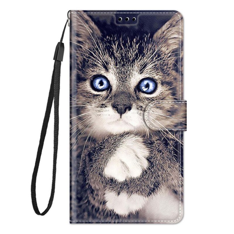 Custodia in pelle Xiaomi Redmi Note 10 Pro Gatto Troppo Carino Con Cinturino