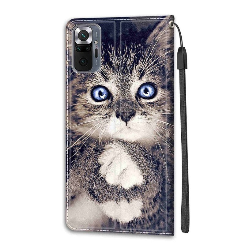 Custodia in pelle Xiaomi Redmi Note 10 Pro Gatto Troppo Carino Con Cinturino