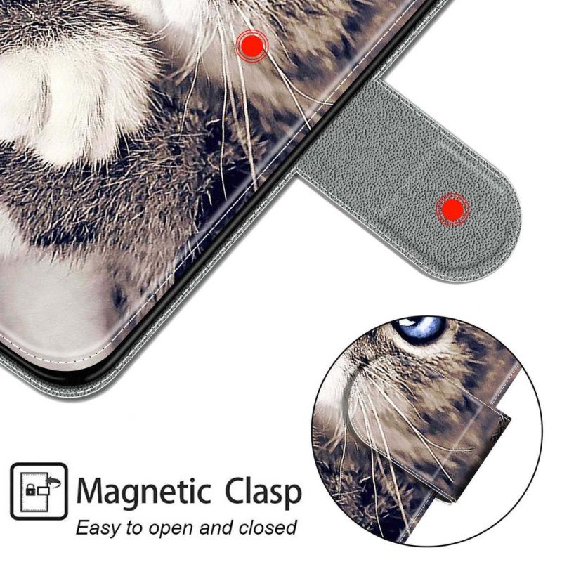 Custodia in pelle Xiaomi Redmi Note 10 Pro Gatto Troppo Carino Con Cinturino