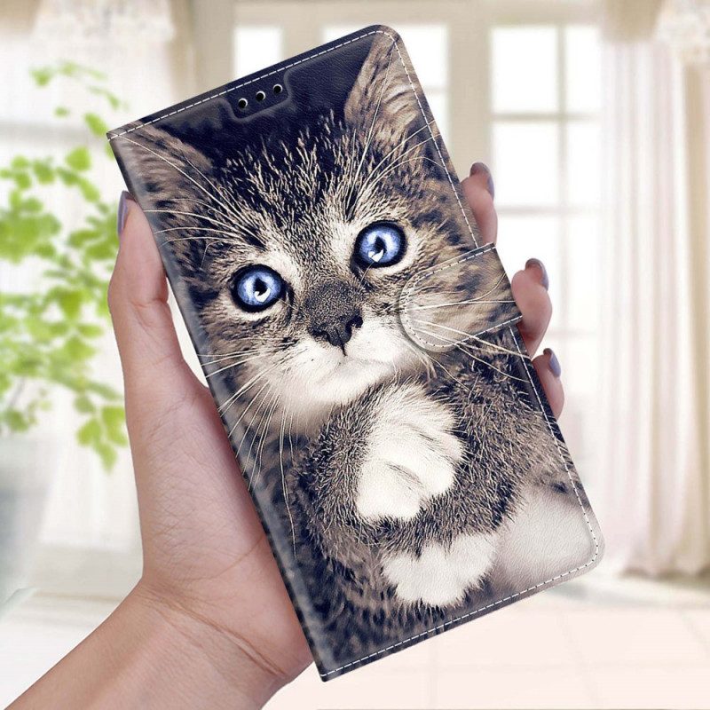 Custodia in pelle Xiaomi Redmi Note 10 Pro Gatto Troppo Carino Con Cinturino