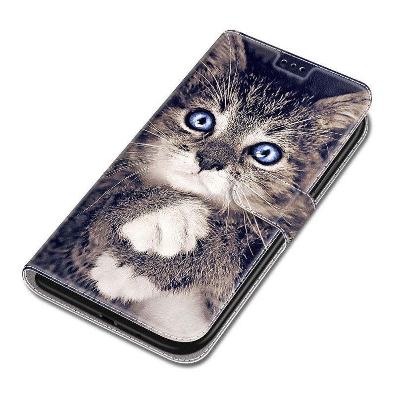 Custodia in pelle Xiaomi Redmi Note 10 Pro Gatto Troppo Carino Con Cinturino