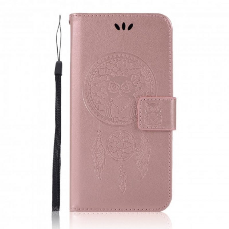 Custodia in pelle Xiaomi Redmi Note 10 Pro Gufo Acchiappasogni Effetto Pelle