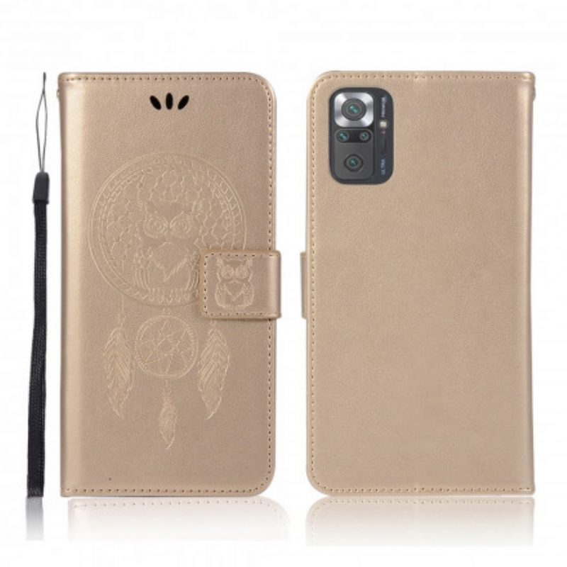 Custodia in pelle Xiaomi Redmi Note 10 Pro Gufo Acchiappasogni Effetto Pelle