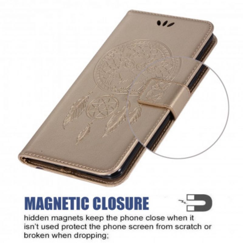 Custodia in pelle Xiaomi Redmi Note 10 Pro Gufo Acchiappasogni Effetto Pelle