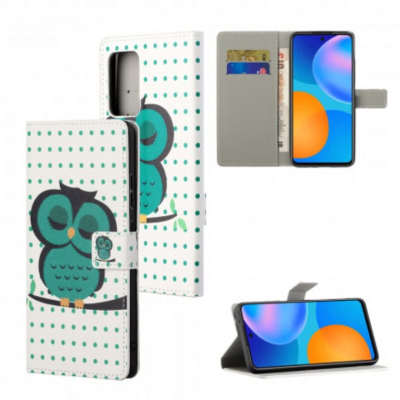 Custodia in pelle Xiaomi Redmi Note 10 Pro Gufo Addormentato