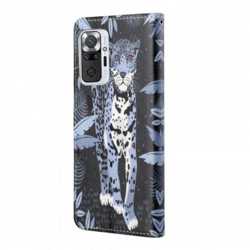 Custodia in pelle Xiaomi Redmi Note 10 Pro Leopardo Con Spalline