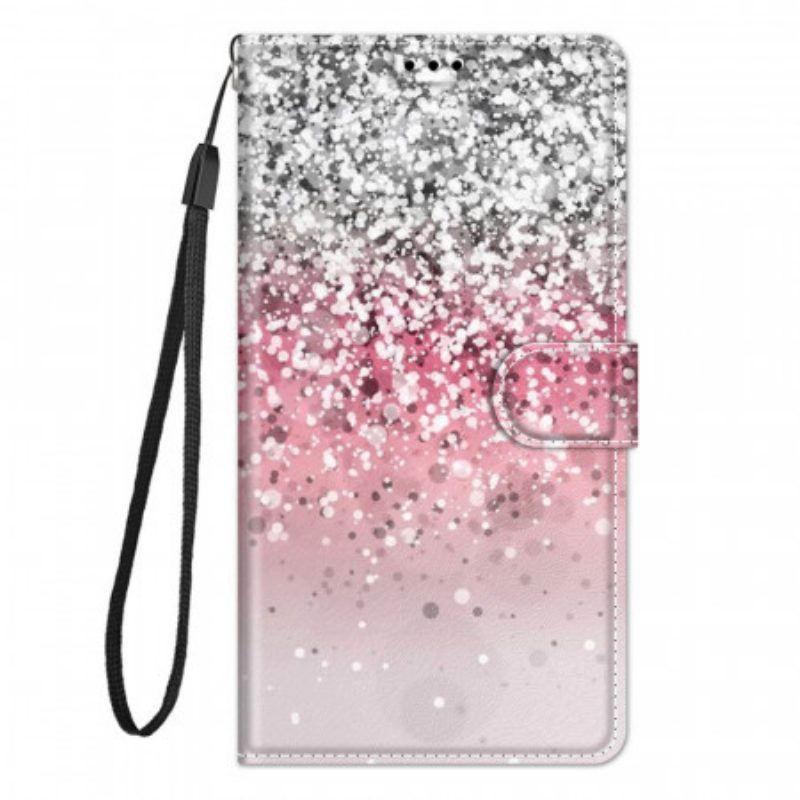 Custodia in pelle Xiaomi Redmi Note 10 Pro Paillettes Con Cinturino