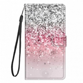 Custodia in pelle Xiaomi Redmi Note 10 Pro Paillettes Con Cinturino