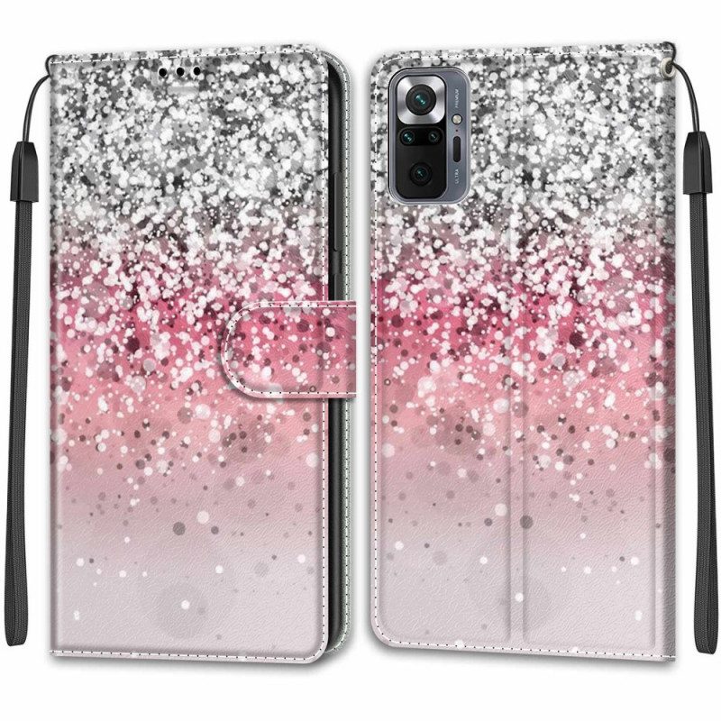 Custodia in pelle Xiaomi Redmi Note 10 Pro Paillettes Con Cinturino