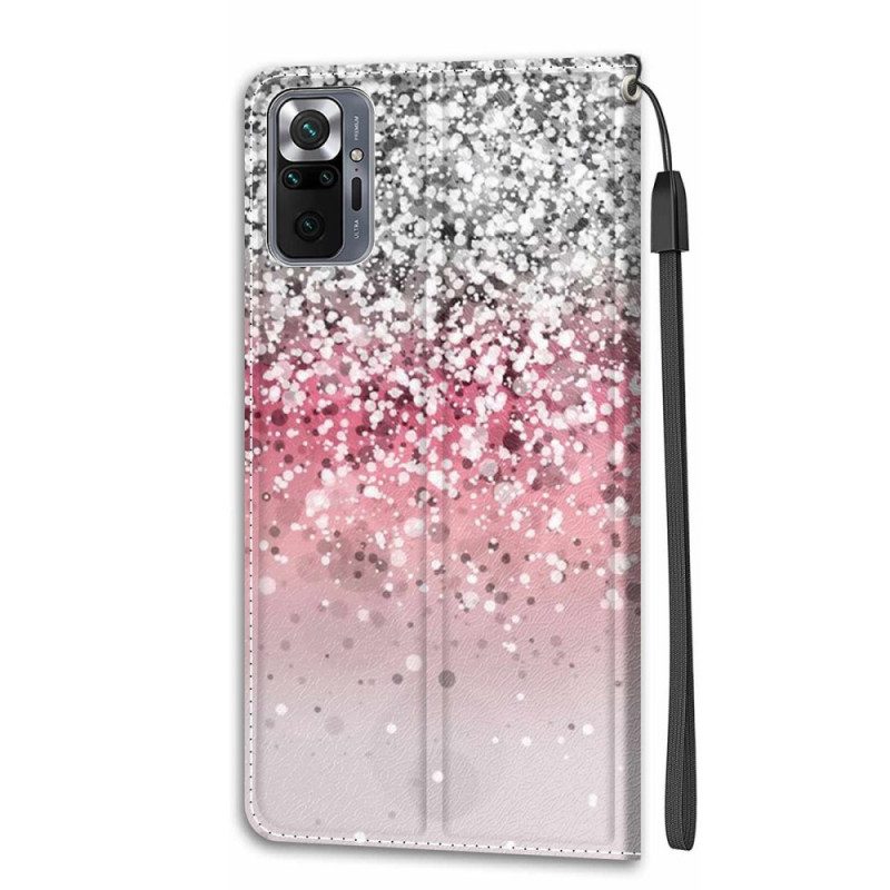 Custodia in pelle Xiaomi Redmi Note 10 Pro Paillettes Con Cinturino