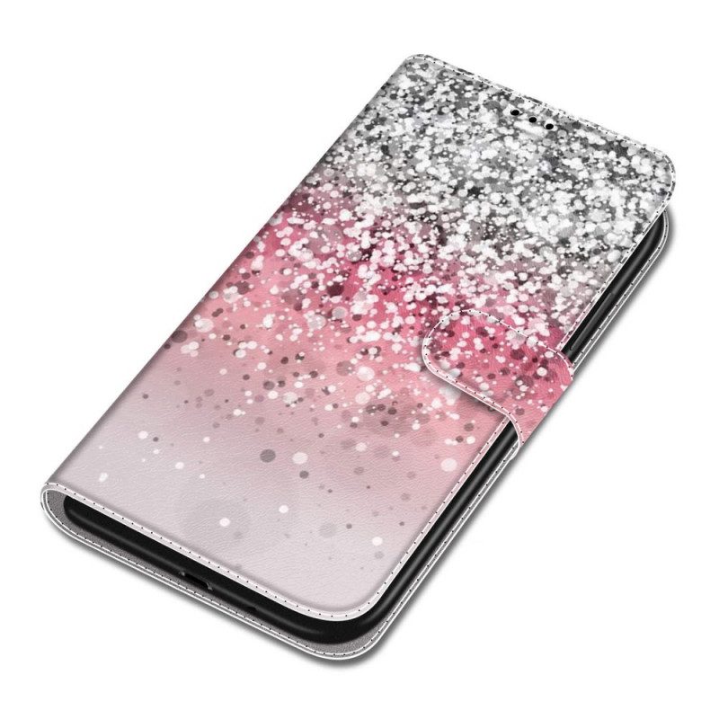 Custodia in pelle Xiaomi Redmi Note 10 Pro Paillettes Con Cinturino