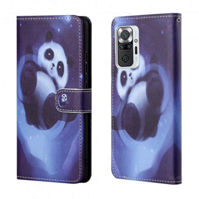 Custodia in pelle Xiaomi Redmi Note 10 Pro Panda Space Con Cordino