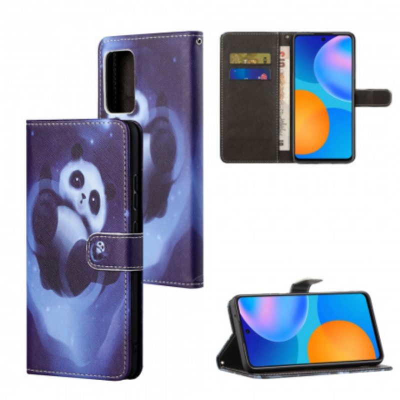 Custodia in pelle Xiaomi Redmi Note 10 Pro Panda Space Con Cordino