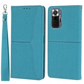 Custodia in pelle Xiaomi Redmi Note 10 Pro Stile In Pelle Intrecciata Con Cinturino