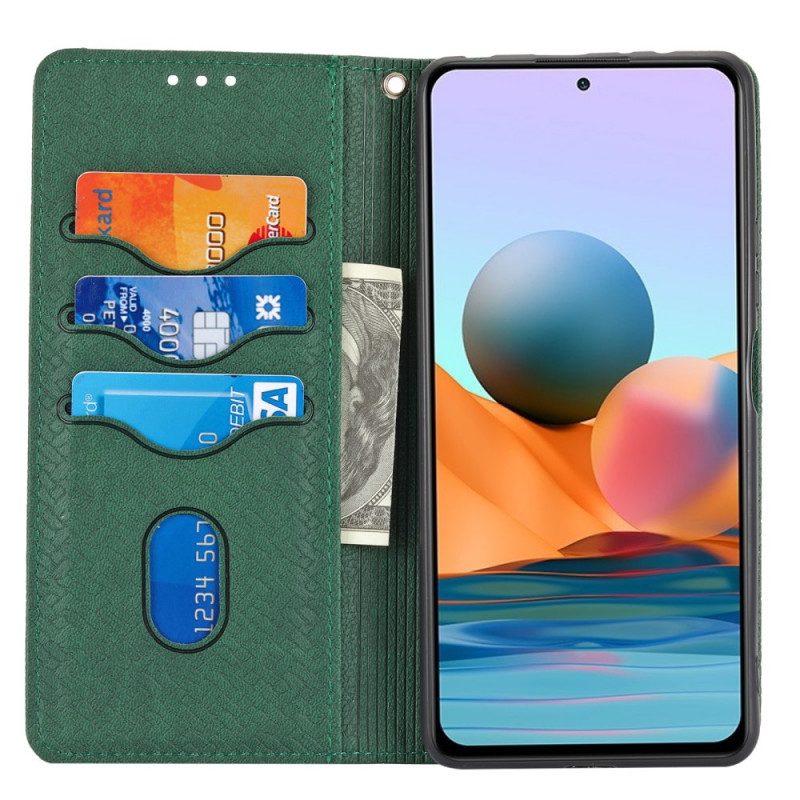 Custodia in pelle Xiaomi Redmi Note 10 Pro Stile In Pelle Intrecciata Con Cinturino