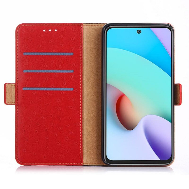 Custodia in pelle Xiaomi Redmi Note 10 Pro Struttura Della Pelle Di Struzzo Bicolore