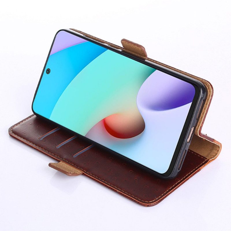 Custodia in pelle Xiaomi Redmi Note 10 Pro Struttura Della Pelle Di Struzzo Bicolore