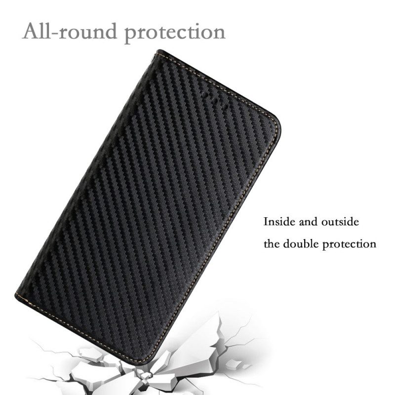 Folio Cover Xiaomi Redmi Note 10 Pro Custodia in pelle Cinturino In Fibra Di Carbonio