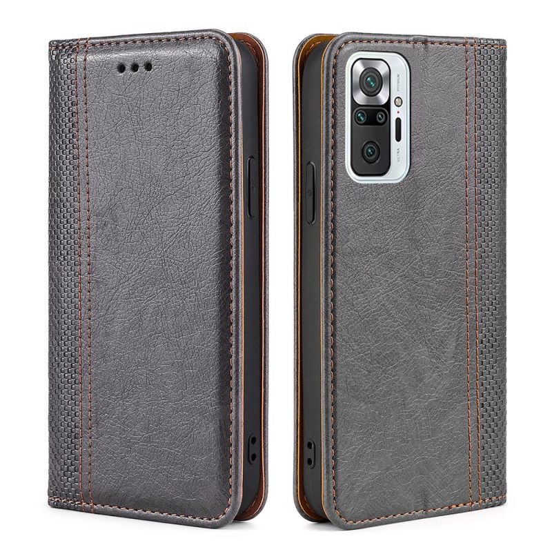 Folio Cover Xiaomi Redmi Note 10 Pro Custodia in pelle Cuciture In Pelle Crosta Litchi