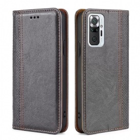 Folio Cover Xiaomi Redmi Note 10 Pro Custodia in pelle Cuciture In Pelle Crosta Litchi