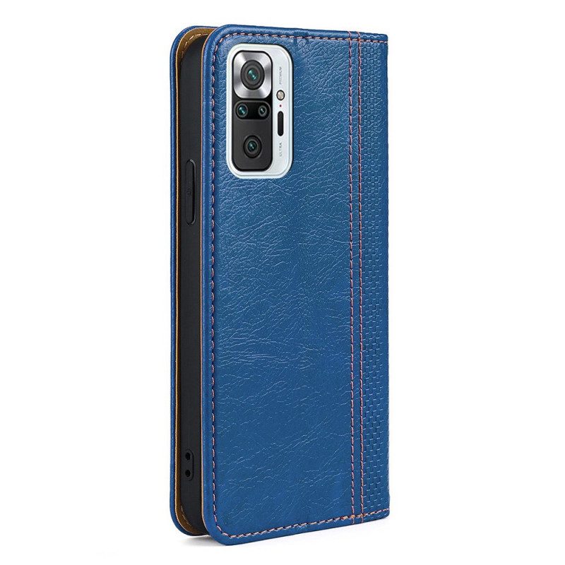 Folio Cover Xiaomi Redmi Note 10 Pro Custodia in pelle Cuciture In Pelle Crosta Litchi