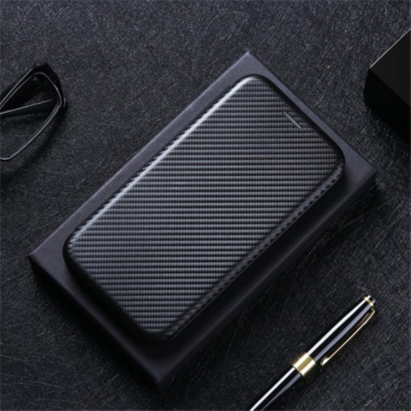 Folio Cover Xiaomi Redmi Note 10 Pro Custodia in pelle Fibra Di Carbonio Con Anello Di Supporto