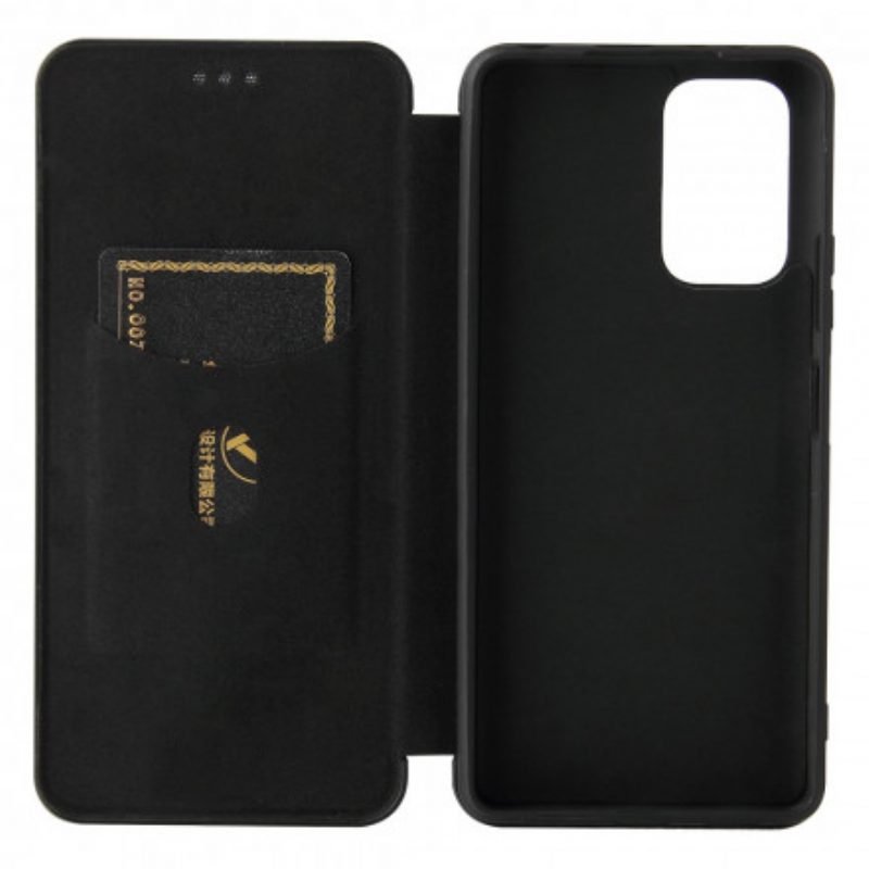 Folio Cover Xiaomi Redmi Note 10 Pro Custodia in pelle Fibra Di Carbonio Con Anello Di Supporto