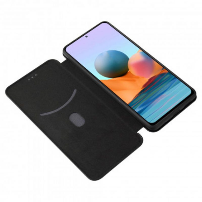 Folio Cover Xiaomi Redmi Note 10 Pro Custodia in pelle Fibra Di Carbonio Con Anello Di Supporto